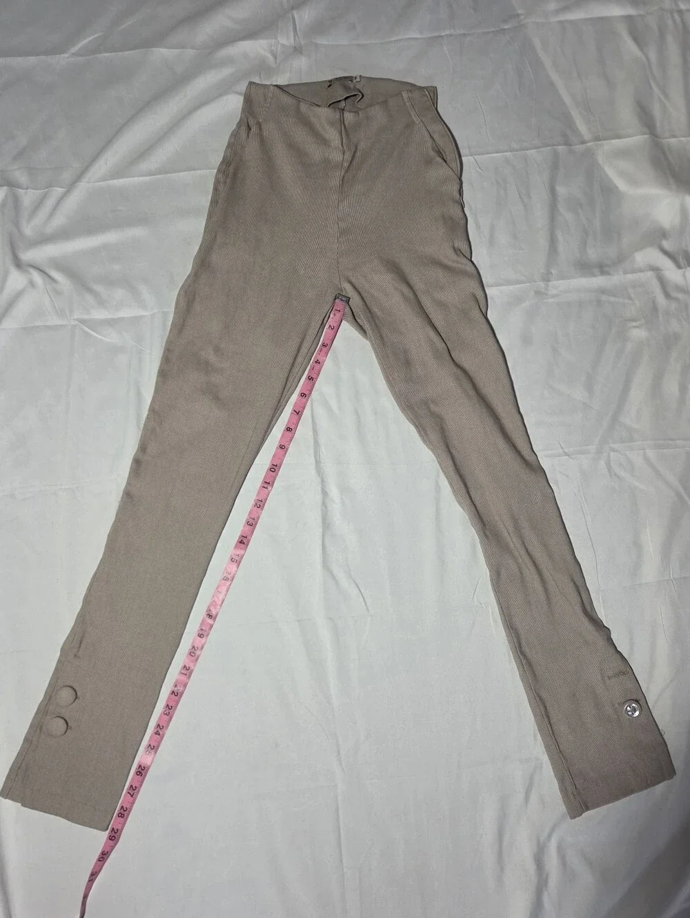 Lorena Vieira Neutral 2-Piece Set Beige Top & Slim Pants Petite S (Read Flaws)